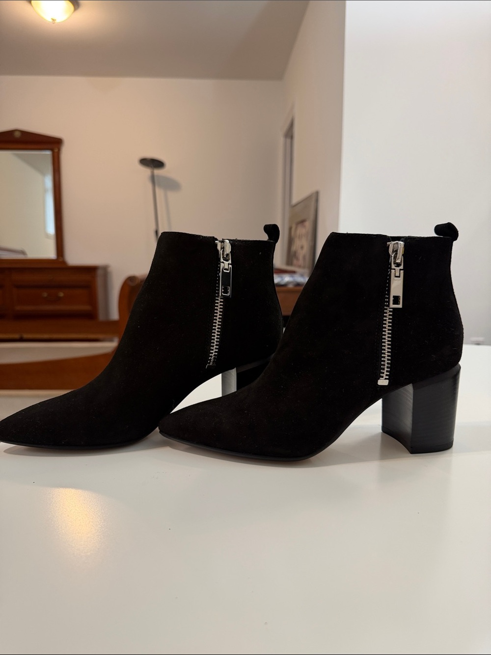 Dolce Vita Black Suede Ankle Booties with Side Zipper